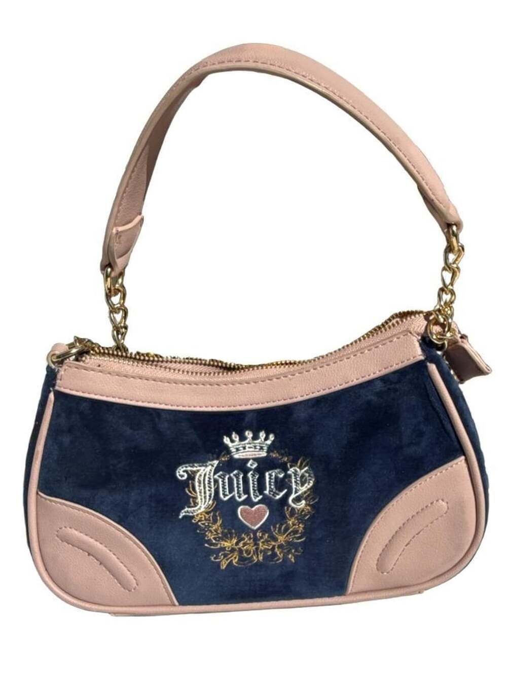 Juicy Couture Regal Blue Dusty Blush Heritage Shoulder Bag